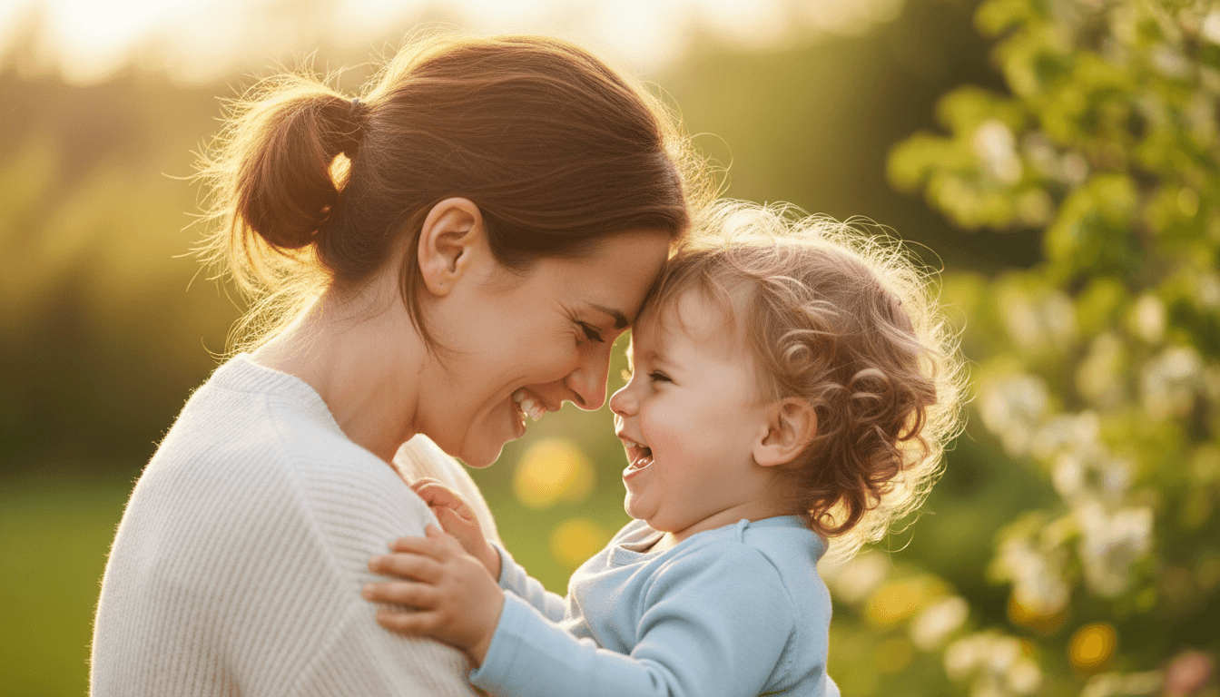 Mother laughing with her young child