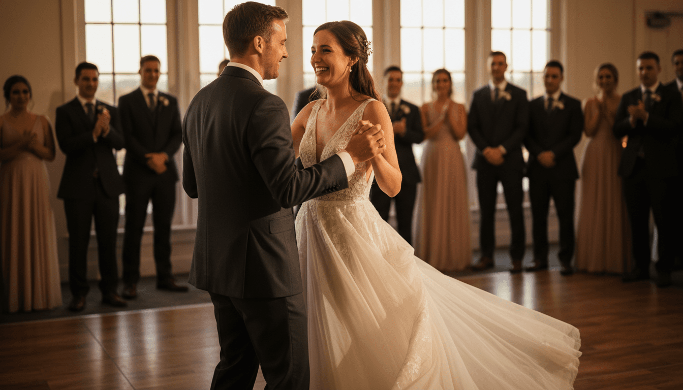 Couple sharing first dance at Toronto wedding reception