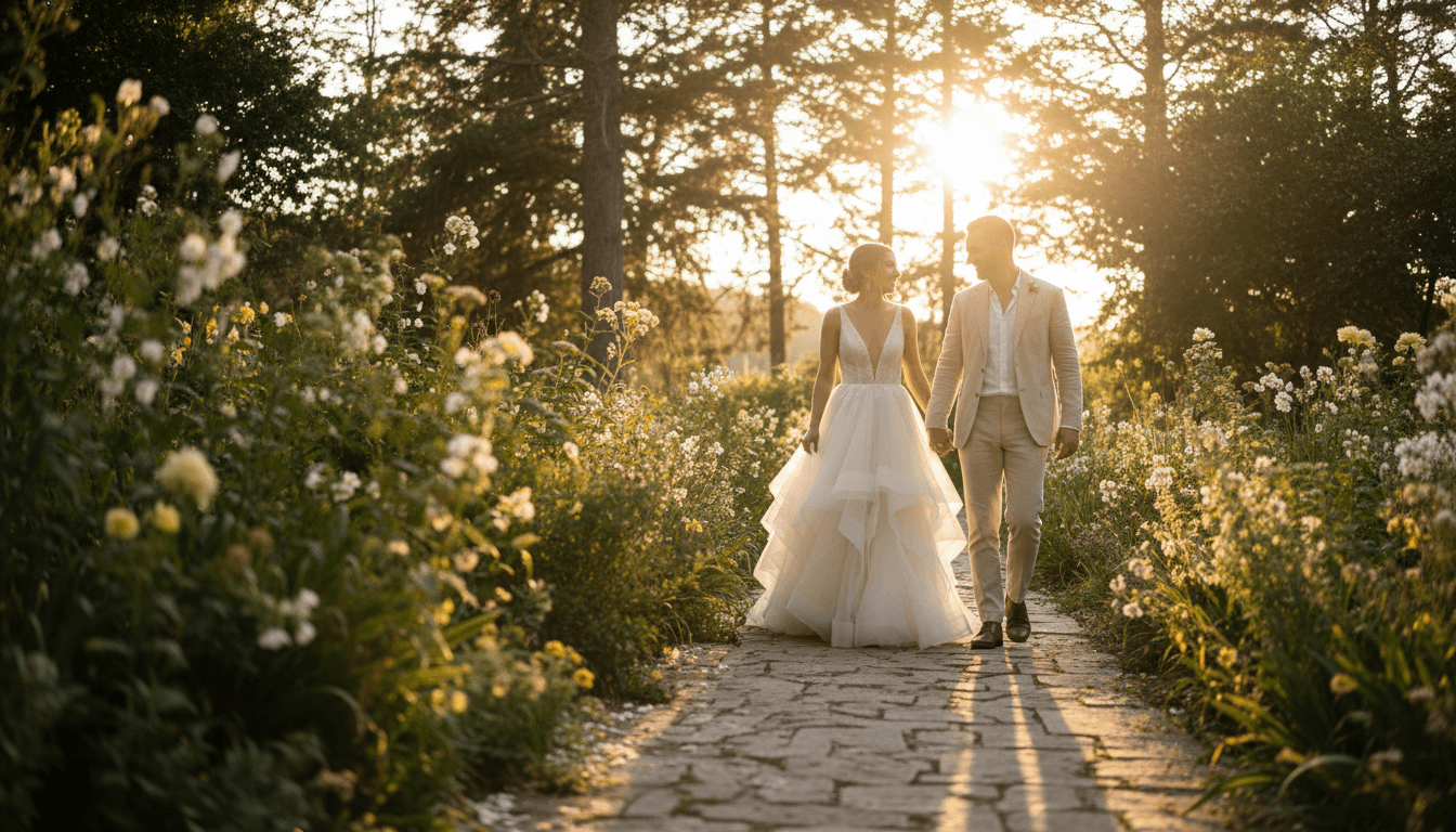 Toronto wedding couple laughing during golden hour in a city park